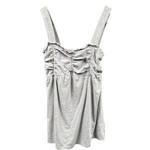 Mix & co.‎ Babydoll Tank Top Womens Gray Large Elastic Back Pleated Sleeveless